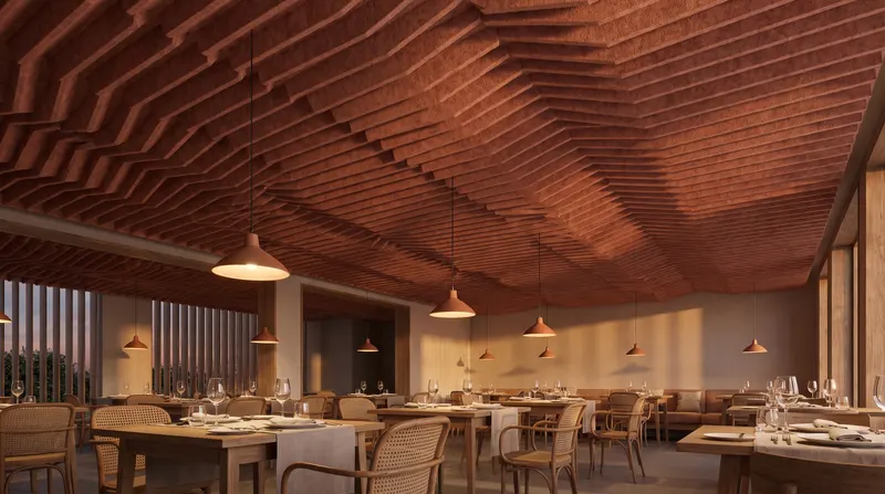 Blade acoustic panel in a styled interior