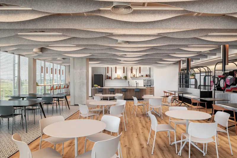 Blade acoustic panel in a styled interior