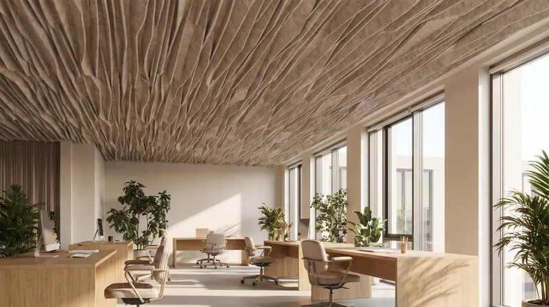 Folded acoustic panel in a styled interior