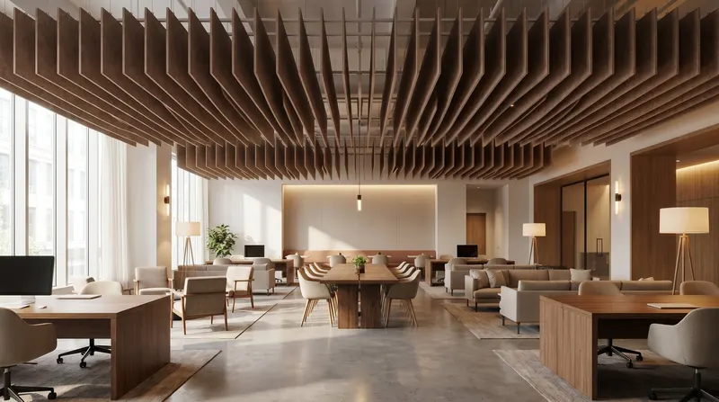 Folded acoustic panel in a styled interior