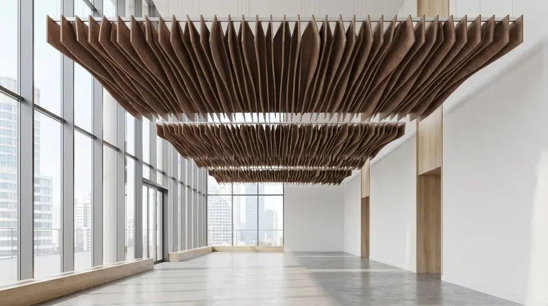 Folded acoustic panel in a styled interior