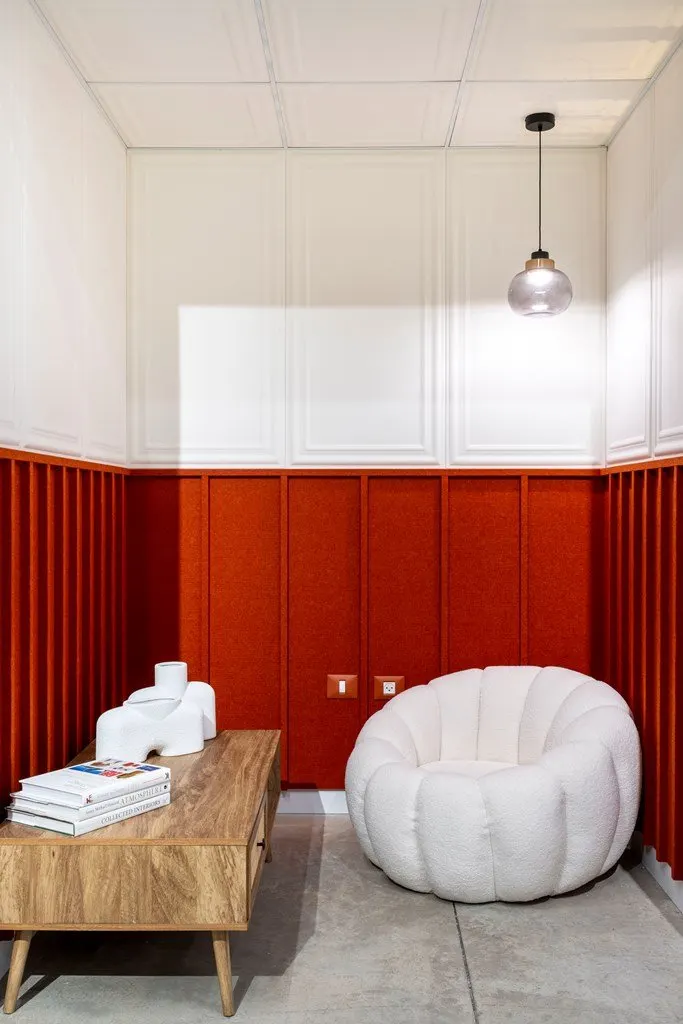 Frame acoustic panel in a styled interior
