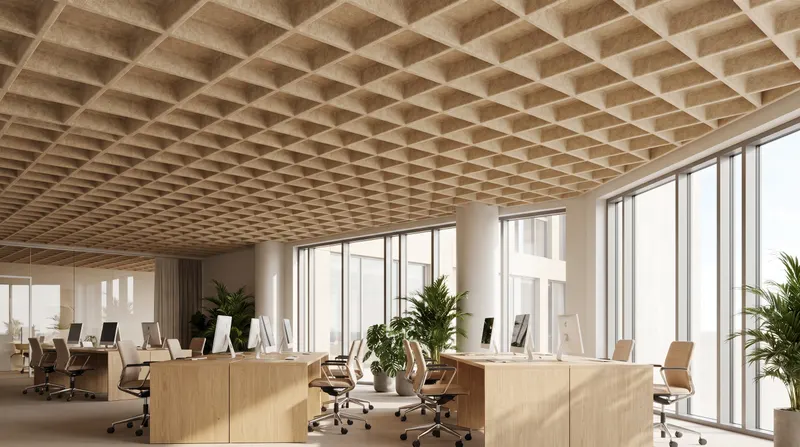 Grid acoustic panel in a styled interior