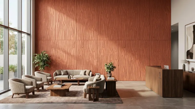 Track acoustic panel in a styled interior