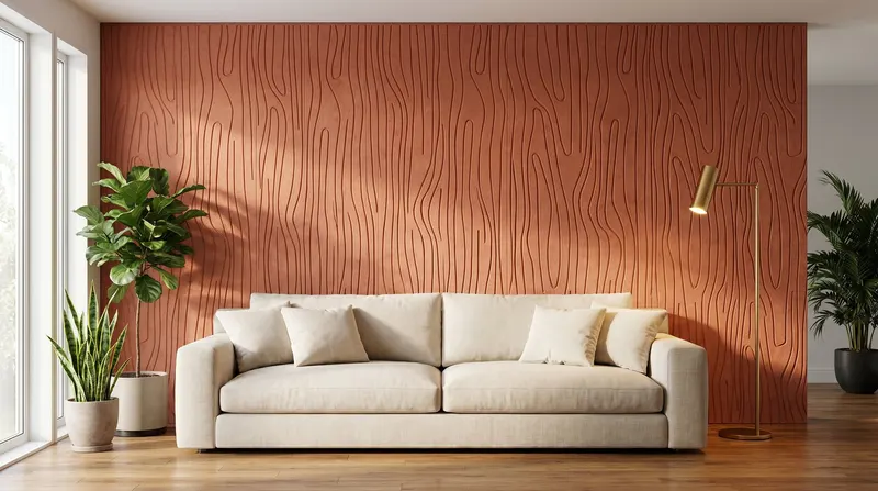 Track acoustic panel in a styled interior
