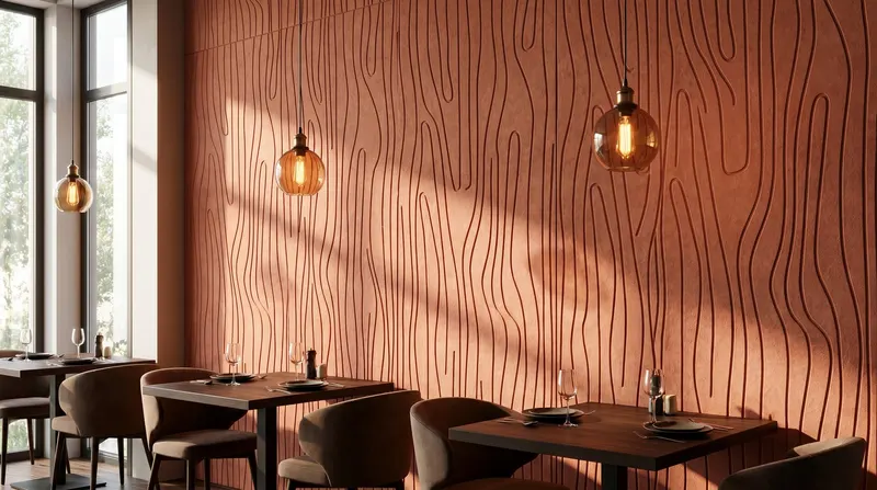 Track acoustic panel in a styled interior