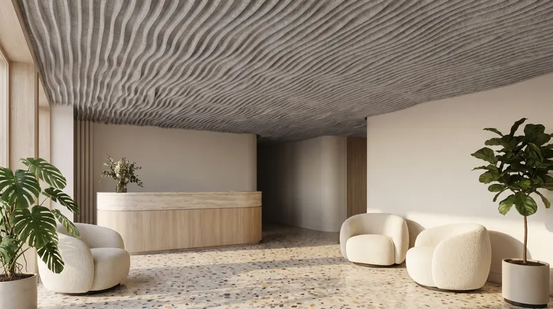 Wave acoustic panel in a styled interior